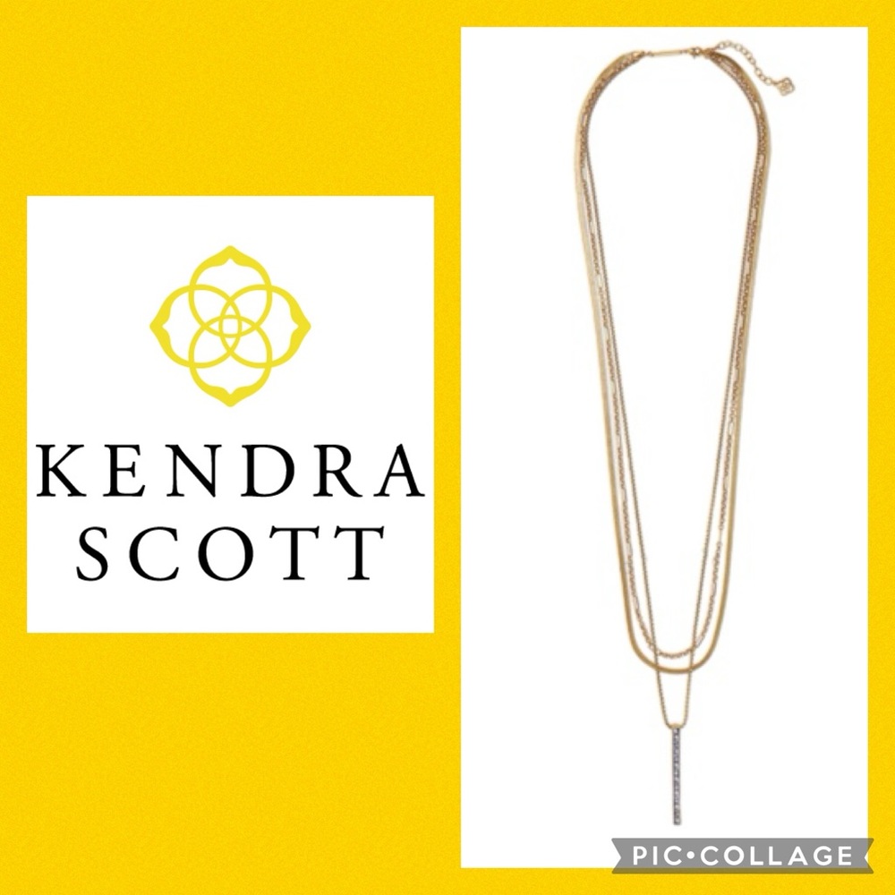 KENDRA SCOTT JACK VINTAGE GOLD MULTI STRAND NECKLACE IN CHARCOAL GRAY CRYSTAL